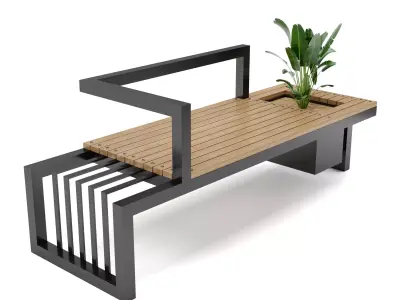 Street bench 3D model buy