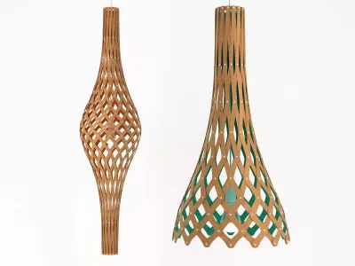 Nikau wooden lamp with design 3D model