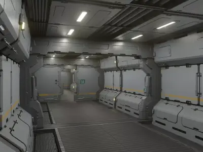 Sci-Fi Corridor 001 Concept Low-poly 3D model
