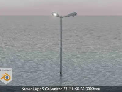 Street Light 5 Galvanized F3 M1 K0 A2 3000mm  Low-poly 3D model