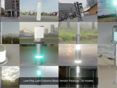 Low-Poly Light Columns Basic Version Package