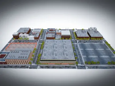 URBAN CITY SCENE Low-poly 3D model