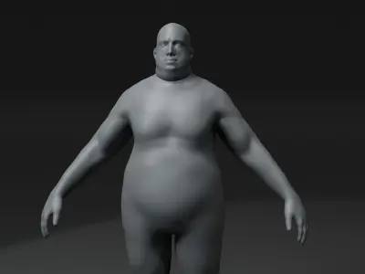 Fat Human Body Base Mesh 3D Model Family Pack 20k Polygons