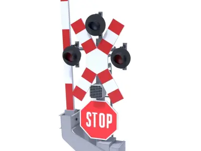 Rail Crossing Traffic Light 1 3D model