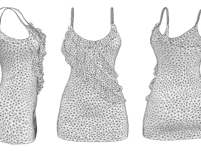 Tank Dress With Front Frills Low-poly 3D model