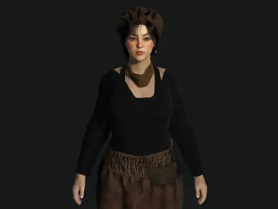 AAA 3D REALISTIC CHARACTER - WORKER  BAKER GIRL SHOPKEEPER Low-poly 3D model