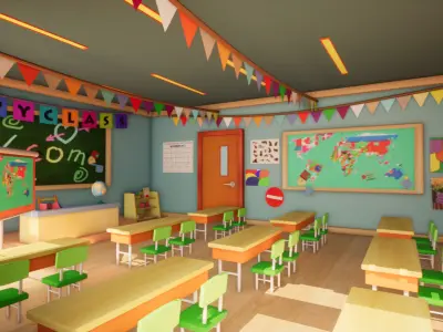 Class room - 3D model for Cartoons 3D model
