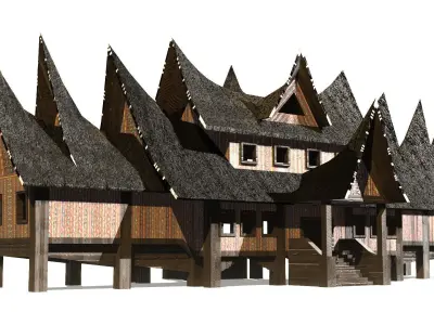Rumah Adat Gadang Sumatera Barat Low-poly 3D model