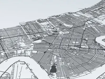 New Orleans Road Network and Streets 3D model