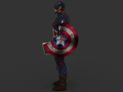 Captain America Low-poly 3D model