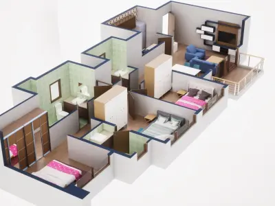 3D Floor Plan Model 45 3D model