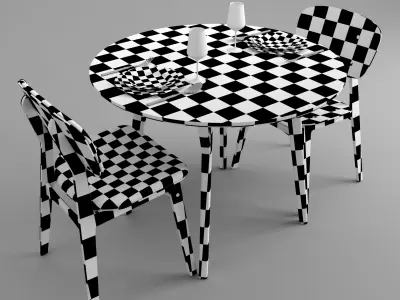 CIRCLE set round dining table with two chairs 3D model