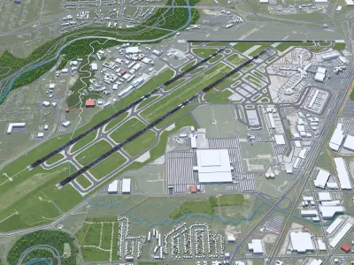 Cleveland Airport 10km Low-poly 3D model