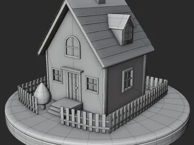 Simple Low-Poly 3D House Exterior Model 3D model