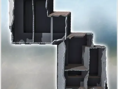Ruined building with a large colonnaded passage an upper floor w 3D print model