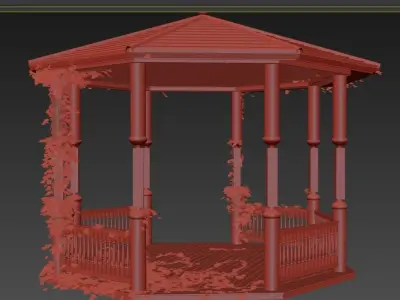 wooden pergola Low-poly 3D model