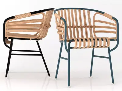 Raphia two rattan chairs 3D model