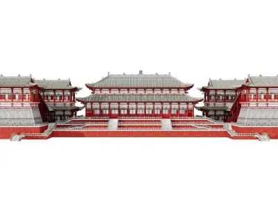Ancient Japan Imperial Palace Front Court 3D model