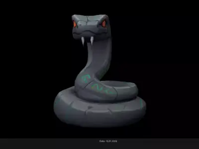 Low Poly Stylized Snake Statue Low-poly 3D model