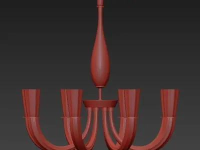 GABBIANO chandelier with gold and glass shades 3D model