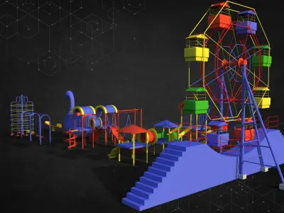 Children Park Ride Collection 3D model