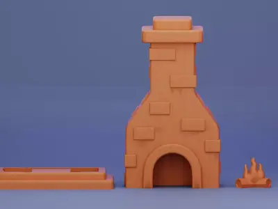 Miniature Cozy Fireplace STL 3D print model