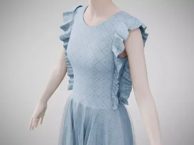 Dress 20 Light Blue Low-poly 3D model