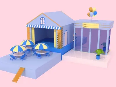 Theater  Store 3d model Cartoon 3D model