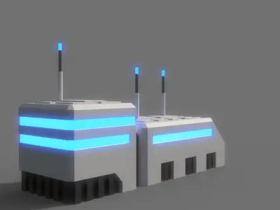 PBR Sci-Fi Building A07 Low-poly 3D model