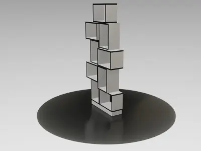 shelf book with squares on top Low-poly 3D model