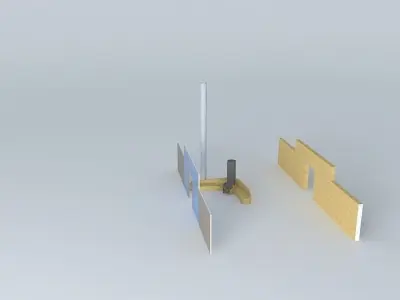 Heater model brick wall with door in middle Free 3D model
