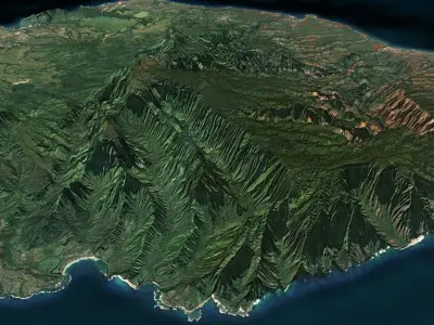 Kauai Island Low-poly 3D model