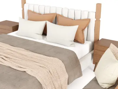 Rustic Bed And Woven Window Seat Free 3D model