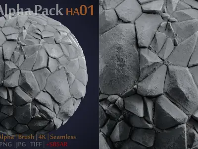 Stone Alpha Brush - HA01 - 4K - 16bit - SBSAR Texture
