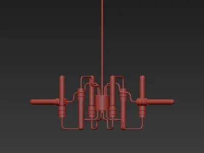 Transit 8 Light Matte Gold Chandelier 3D model