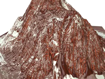 Red Snow ICE Mountain Canyon Desert Low Poly Terrain Rock 7 Low-poly 3D model