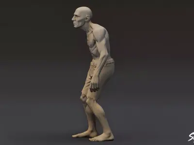 Zombie Statue Idle Pose Low-poly 3D model