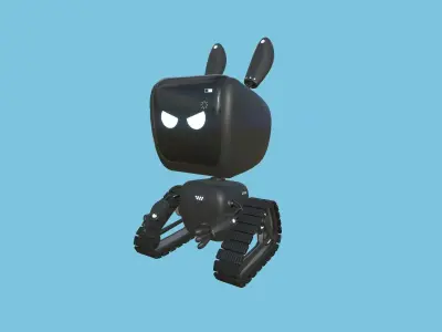 Cute Robot 02 - Black 03 Faces - Character Design Fashion Low-poly 3D model