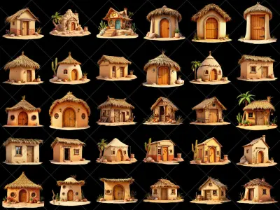 114 Transparent Fantasy Desert Hut Game Asset Texture