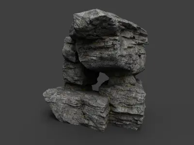 Cliff Rock 4-4 Low-poly 3D model