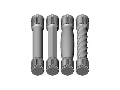 Rounded leaf scroll moroccan arabic  miniature pillar columns 3D print model