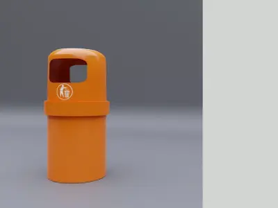 Singapore NEA Rubbish Bin Low-poly 3D model