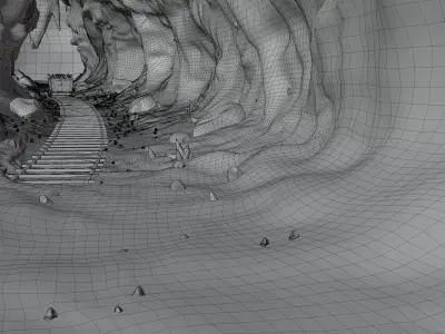 Stylized Cave for Anime and Cartoons Low-poly 3D model