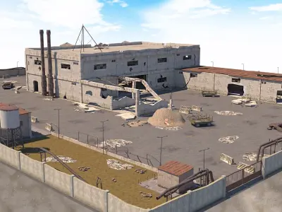 Abandoned Area - Ruined Factory  Low-poly 3D model