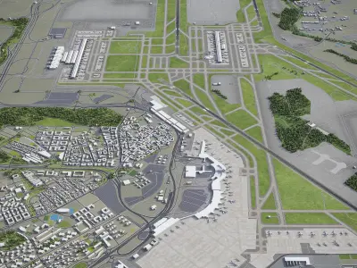 Madrid - Barajas Airport - MAD Low-poly 3D model