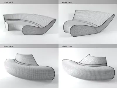 Circle sofa with curved shape 3D model