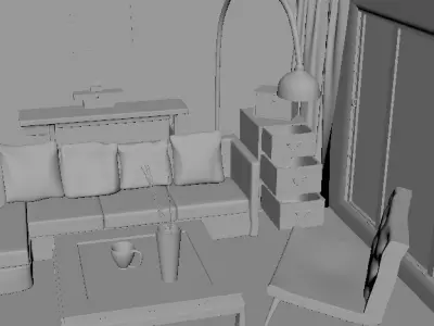 Living Room Low-poly 3D model