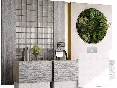 Reception Desk and Glass block Reception 3D model