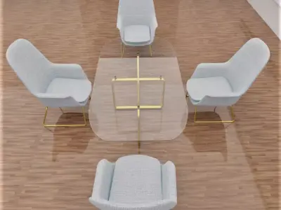  Glass Table Sofa Floor 3d model 3D model