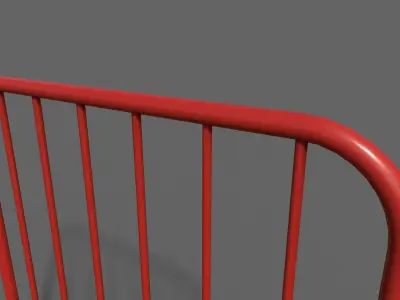 PBR Pedestrian Guard Rail Red V2 Low-poly 3D model